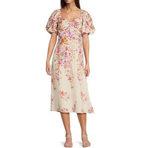 Alex Marie Monroe Pink Floral Midi Dress size 8